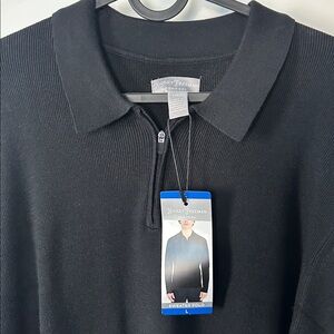 NWT Hickey Freeman New York Mens Black Polo Sweater Size Large